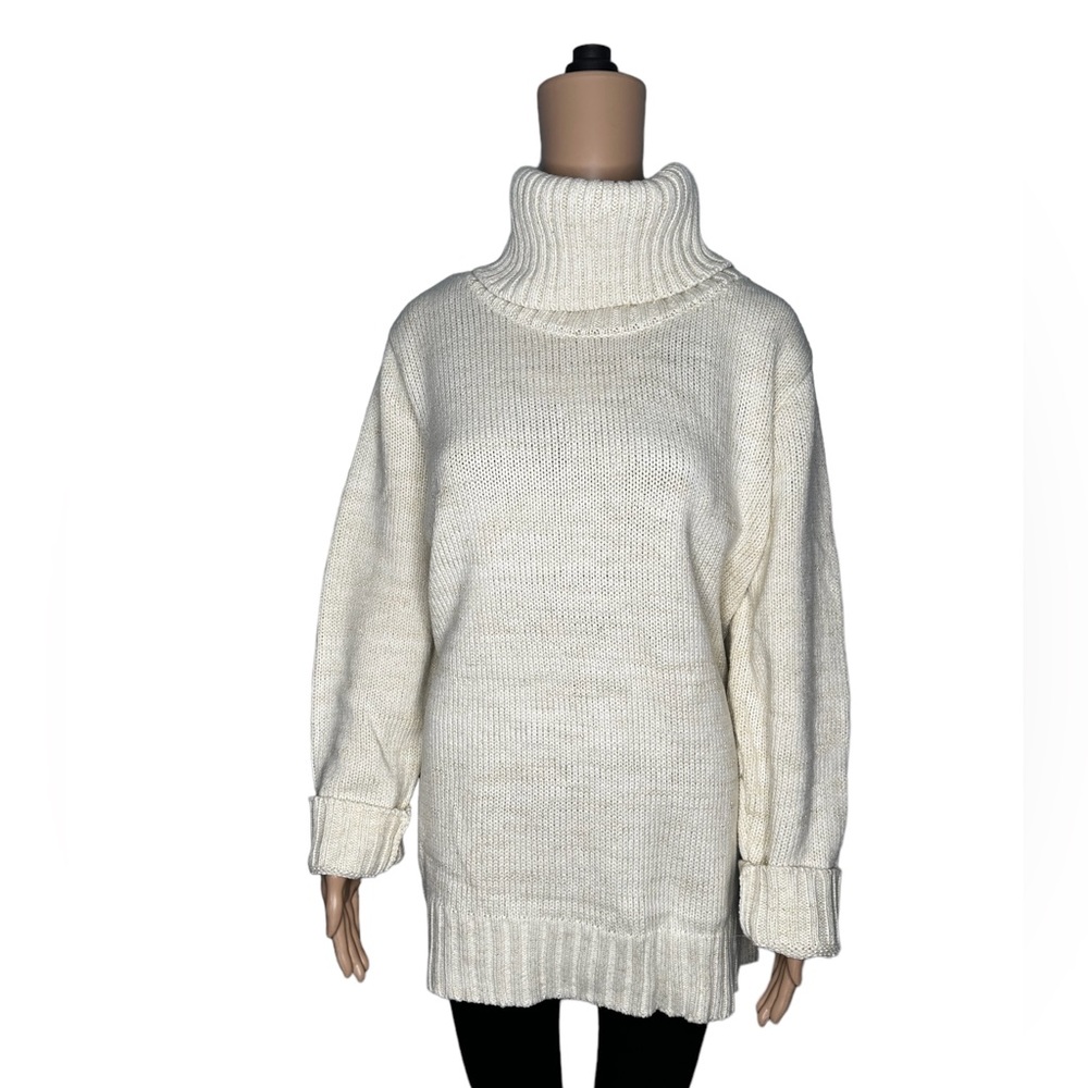 Laura Scott women turtle neck long sleeve off white knit sweater size 16-18W